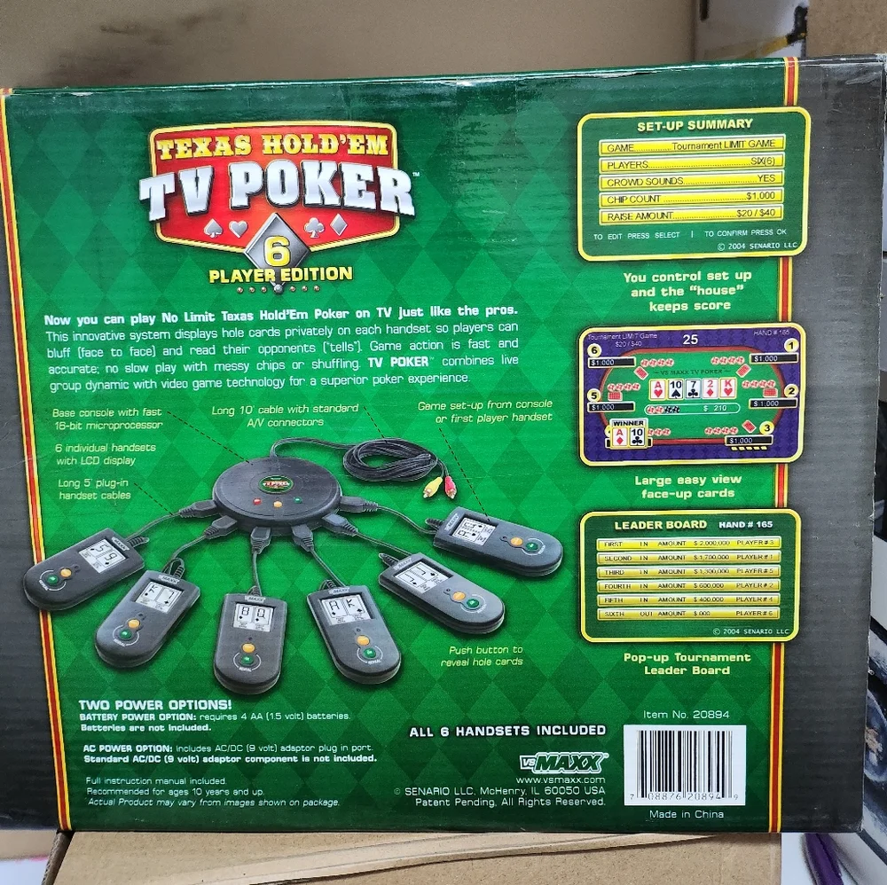 Texas Hold'Em TV Poker 6 Player Edition VsMaxx plug n play video game